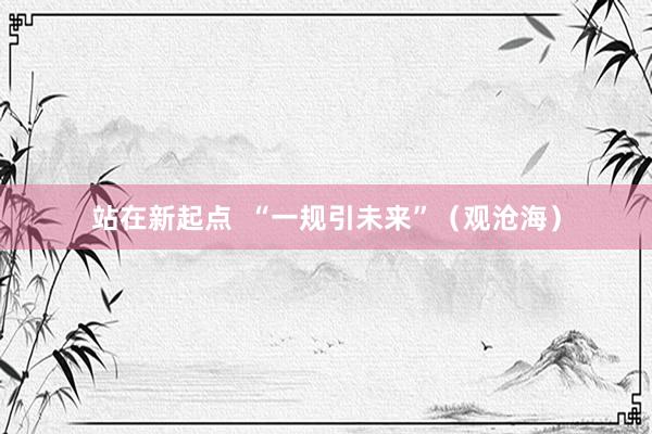 站在新起点  “一规引未来”（观沧海）