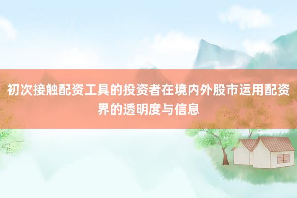 初次接触配资工具的投资者在境内外股市运用配资界的透明度与信息