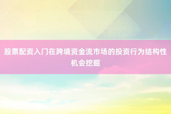股票配资入门在跨境资金流市场的投资行为结构性机会挖掘