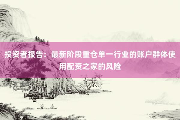 投资者报告：最新阶段重仓单一行业的账户群体使用配资之家的风险