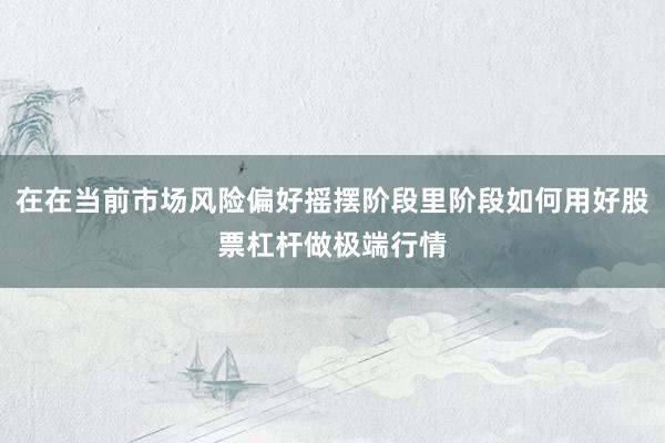 在在当前市场风险偏好摇摆阶段里阶段如何用好股票杠杆做极端行情