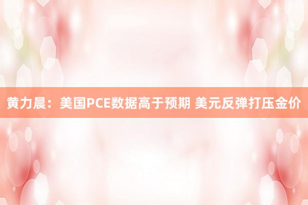 黄力晨：美国PCE数据高于预期 美元反弹打压金价