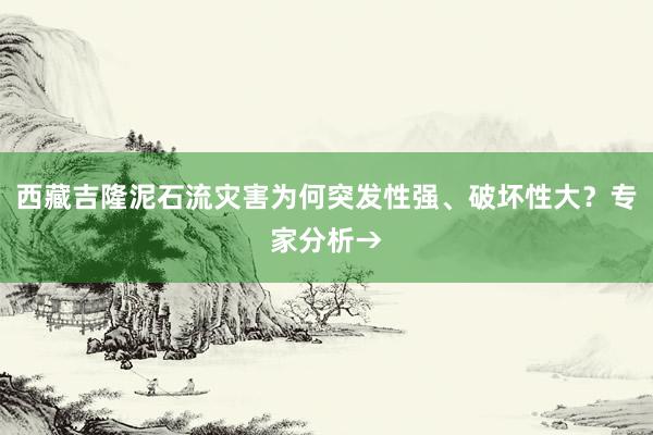 西藏吉隆泥石流灾害为何突发性强、破坏性大？专家分析→