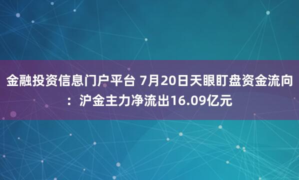 金融投资信息门户平台 7月20日天眼盯盘资金流向：沪金主力净流出16.09亿元