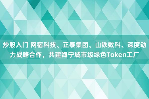 炒股入门 网宿科技、正泰集团、山铁数科、深度动力战略合作，共建海宁城市级绿色Token工厂