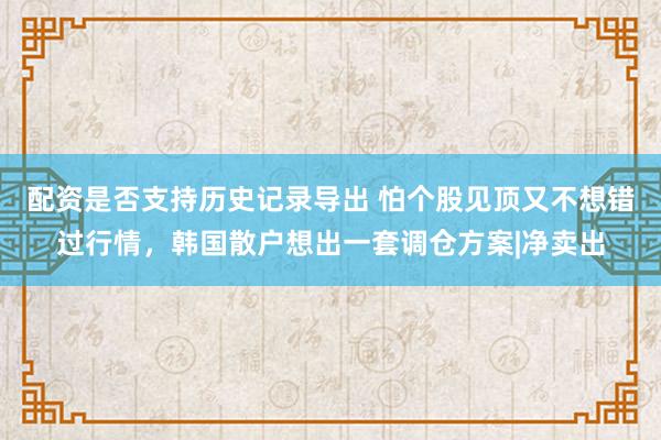 配资是否支持历史记录导出 怕个股见顶又不想错过行情，韩国散户想出一套调仓方案|净卖出