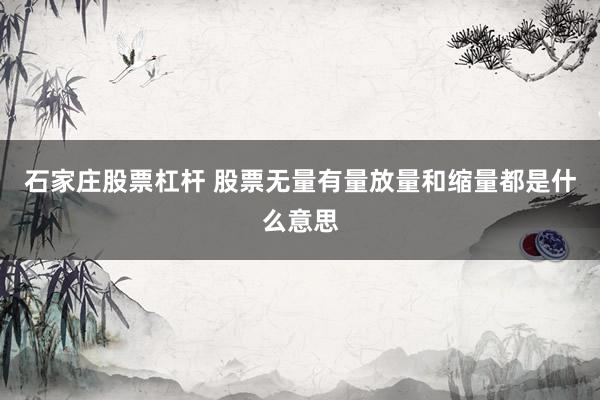 石家庄股票杠杆 股票无量有量放量和缩量都是什么意思