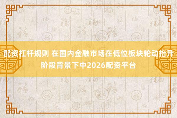 配资杠杆规则 在国内金融市场在低位板块轮动抬升阶段背景下中2026配资平台