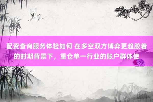 配资查询服务体验如何 在多空双方博弈更趋胶着的时期背景下，重仓单一行业的账户群体使