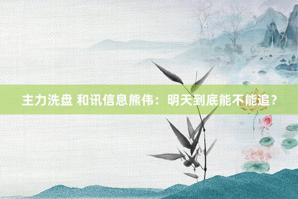 主力洗盘 和讯信息熊伟：明天到底能不能追？