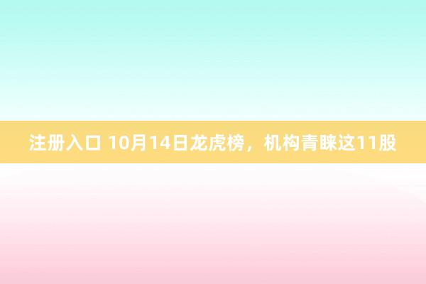 注册入口 10月14日龙虎榜，机构青睐这11股